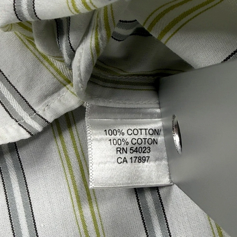Banana Republic Mens XL Classic Fit Cotton Button Down Stripe Shirt Olive Grey